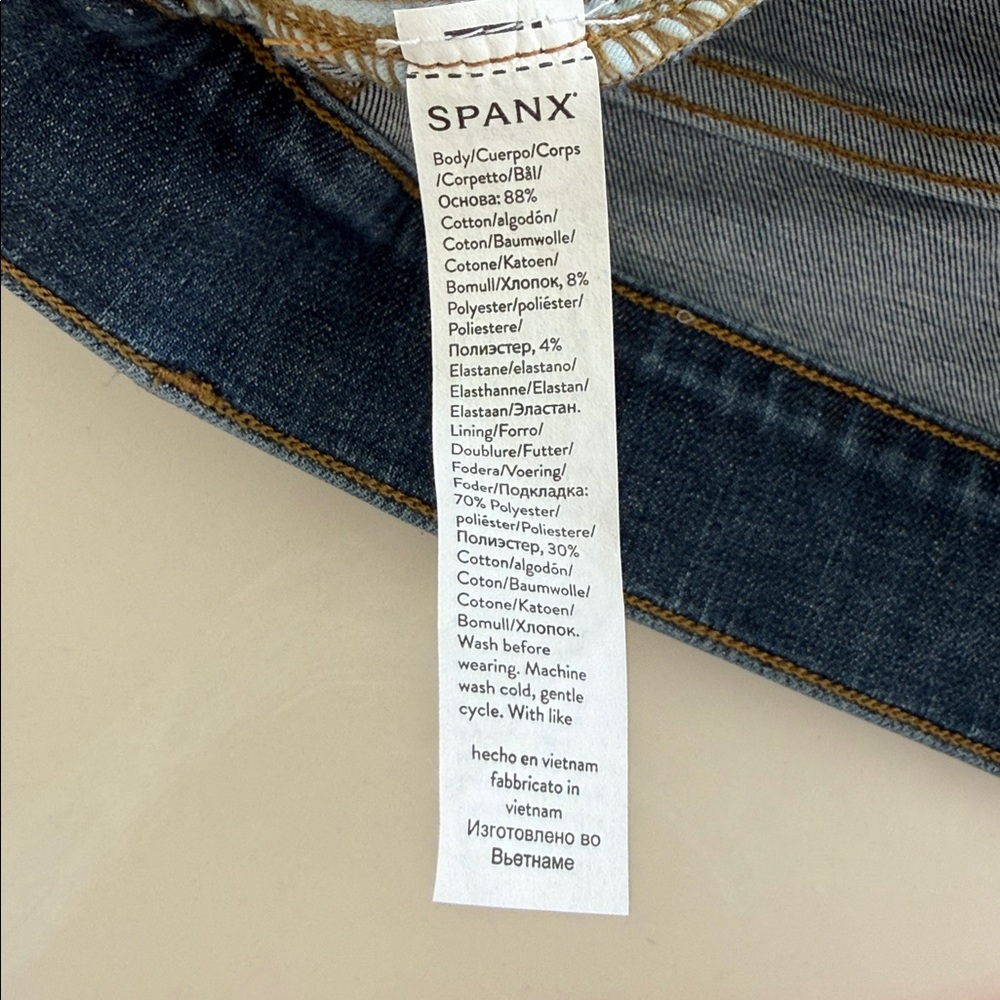 SPANX® Cropped Wide Leg Jeans in Stonewashed Blue Size XL - Picture 12 of 14